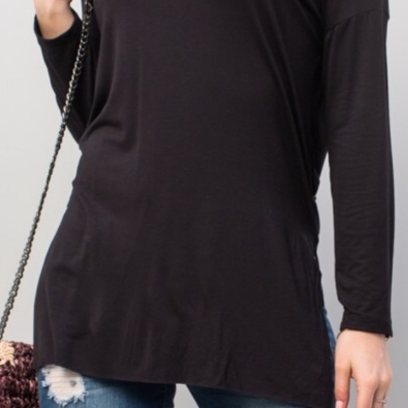 Black Long Sleeve Open Back Top - Picture 2 of 5